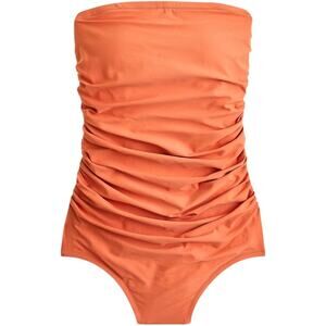 J.Crew Ruched Bandeau One Piece Swimsuit Peach Orange Women's 4